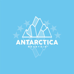 Iceberg Logo, Antarctic Mountains Vector In Ice Blue Color, Nature Design, Product Brand Illustration Template Icon