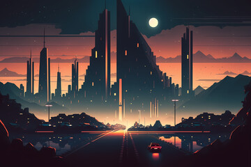 Obraz na płótnie Canvas night city skyline 