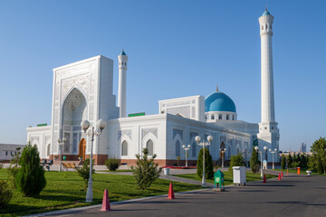 View of the White Mosque (Minor Mosque) on a sunny September morning. Tashkent