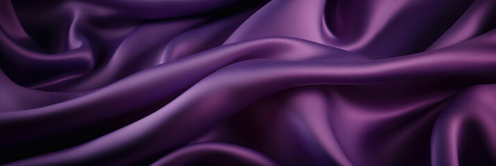 Obraz premium Purple silk textile background. Violet color satin fabric texture, banner. Luxury wavy backdrop. Generative AI