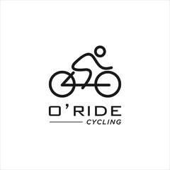 A logo for o ride cycling with a man on a bike.