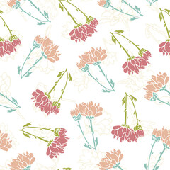 Spring Pink Flower Fresh Garden Vector Seamless Pattern