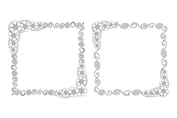 set of hand drawn doodle vector floral frames element border wedding border banner floral design design elements for logo wedding, poster, funeral, invitation, banner, greeting card Vector art

