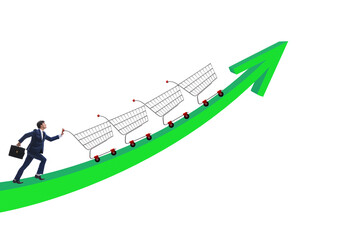 High inflation concept with people and shopping cart