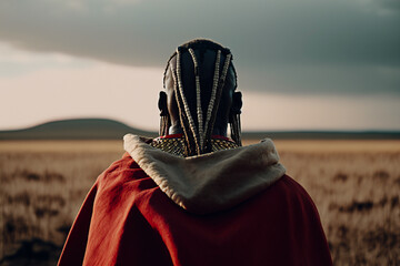 Portrait of a Kenyan man with distinctive hairstyle in Maasai Mara wilderness