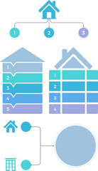 Infographic templates with houses, real estate infographics