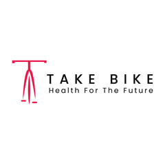 bicycle logo illustration design, this logo symbolizes a letter t combined with a bicycle, thus forming a solid object.