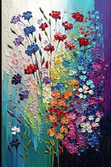 Acrylic Colourful Flowers with Palette Knife Technique