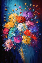 Acrylic Colourful Flowers with Palette Knife Technique