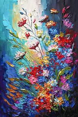 Acrylic Colourful Flowers with Palette Knife Technique