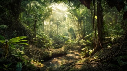 ジャングルの風景　イメージイラスト　generative AI