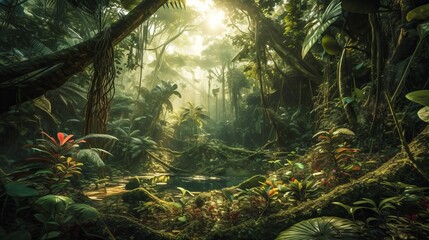 ジャングルの風景　イメージイラスト　generative AI