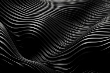 Fototapeta na wymiar Monochrome Metal: A Striking Black and White 3D Background with Wavy Patterns 11
