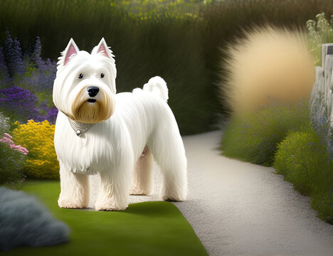 West Highland White Terrier Dog, Generative AI Illustration