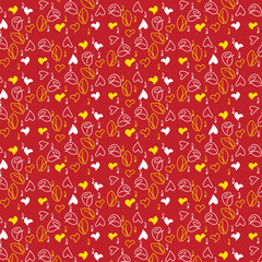 seamless pattern with red leaves and love