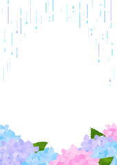 紫陽花と雨 横長