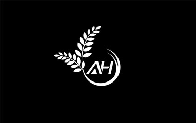 Laurel wreath green leaf logo and Vintage wheat logo design monogram with the letters and alphabets