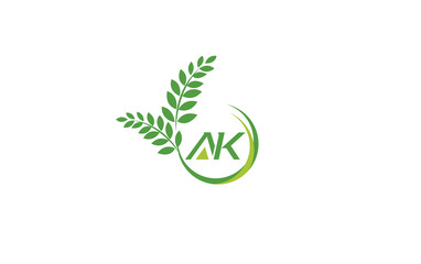 Laurel wreath green leaf logo and Vintage wheat logo design monogram with the letters and alphabets