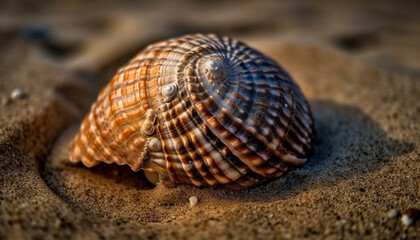 Close up of tropical coastline features beautiful seashells generated by AI