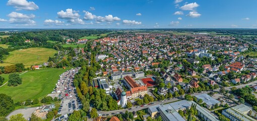 Mindelheim im Unterallgäu im Luftbild, Ausblick von Süden zur Altstadt