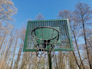 Boisko do koszykówki kosz na piłke w parku - obrazy, fototapety, plakaty