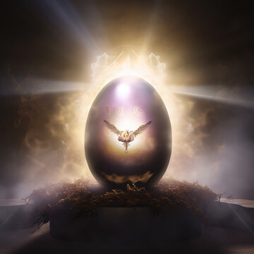 Easter Egg Ascension: Genesis of the Easter Soul - A Visual Depiction of Spiritual Awakening and the Miracle of Renewed Life - Generative AI
