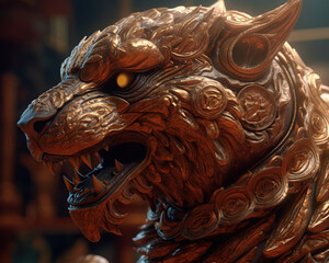 Golden statue of a cat