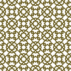 Seamless geometric ornament based on traditional islamic art.Brown color lines. For fabric,textile,cover,wrapping paper,background and lasercutting.