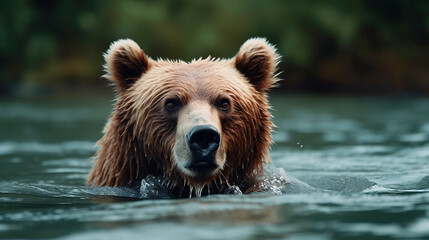 Fototapeta premium brown bear in water