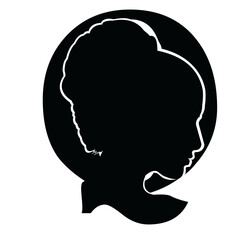 Q letter icon with a beautiful woman silhouette