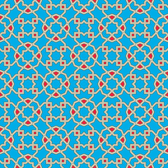 Seamless arabic tradition geometric ornament in color.