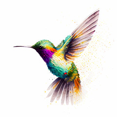 Exotic Hummingbird Watercolor created with Generative AI Technology