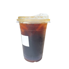 Iced Americano (cold drink, iced coffee) on white background