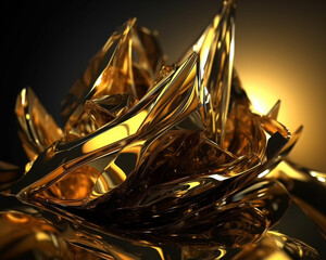 Gold abstract illustration plastic 3d structure