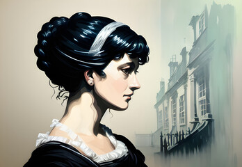 Jane Austen in various colorways. - obrazy, fototapety, plakaty