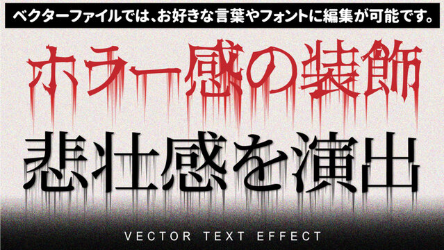 【文字編集可能】ホラー感・悲壮感 滴り落ちる演出装飾文字エフェクト