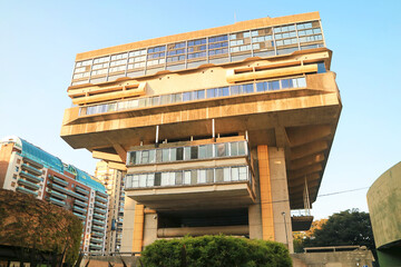 Impressive Facade of the National Library of Argentina in Buenos Aires, Argentina, South America