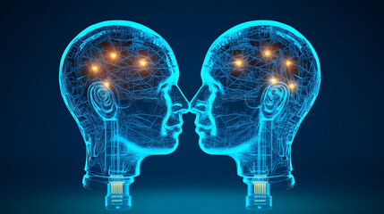 generative ai illustration of two human heads. Generative AI	