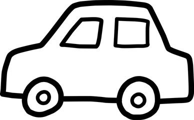 横を向いている車のアイコン風線画