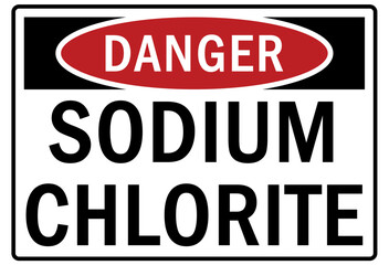 Sodium hypochlorite (bleach) chemical warning sign and labels 