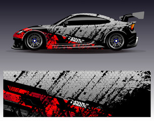 Car wrap design vector. Graphic abstract stripe racing background kit designs for wrap vehicle  race car  rally  adventure and livery