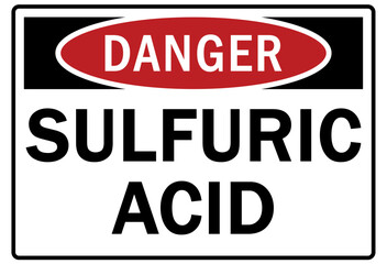 Acid chemical warning sign and labels sulfuric acid