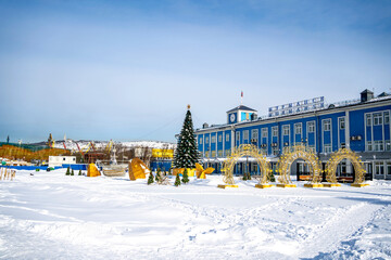 Fototapeta na wymiar Marine Station. City of Murmansk. Russia March 2023