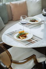 table setting at restaurant