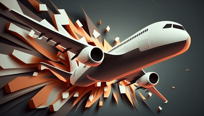 modern background with taking off jet illustration 3d. Generative AI