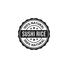 Sushi rice label or Sushi rice sign vector isolated in flat style. Best Sushi rice label vector for product packaging. Sushi rice stamp for product design element.