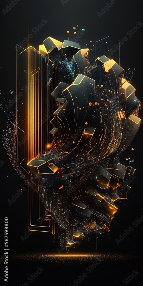 Aufkleber computer-generated imagery of whirling cyberparticles as a backdrop generative ai