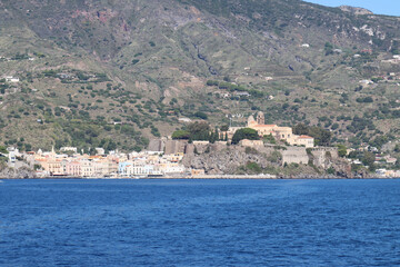 poto and town of Lipari sicily Italy-