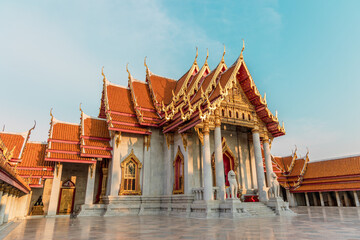 Fototapeta premium Architectural and landmarks of Bangkok, Thailand, Wat Benchamabophit Temple