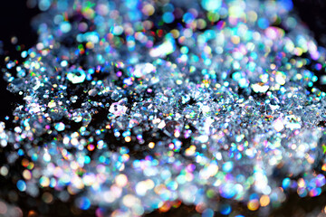 silver glitter, close-up, selective focus